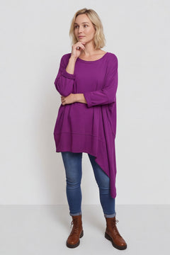Margie Dip Side Cotton Top Purple – image 2 of 3