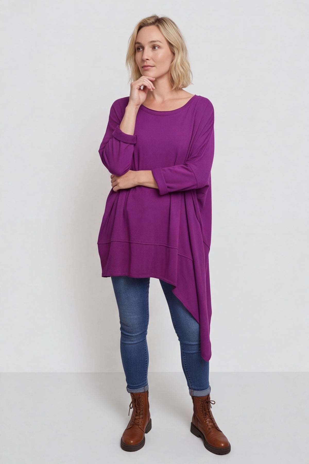 Margie Dip Side Cotton Top Purple – image 2 of 3