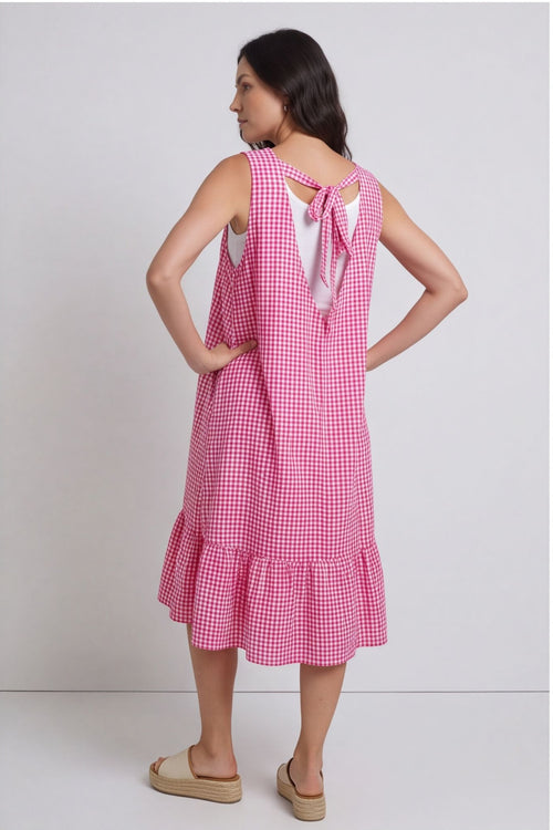Imani Sleeveless Gingham Dress Fuchsia – image 3 of 5
