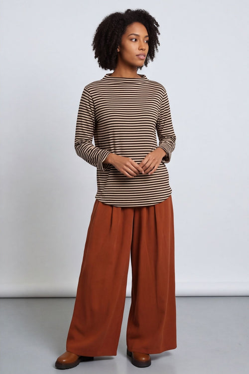Lyssa Cowl Neck Stripe Top Cocoa – image 3 of 5