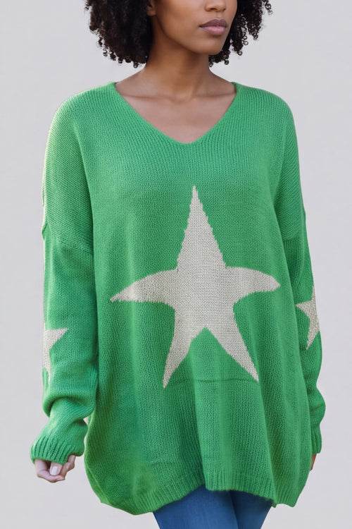Paige Star Knitted Jumper Green – image 3 of 6