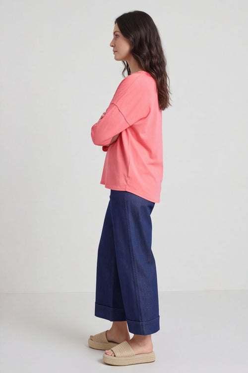 Kinsley Washed V-Neck Cotton Top Red – image 3 of 6