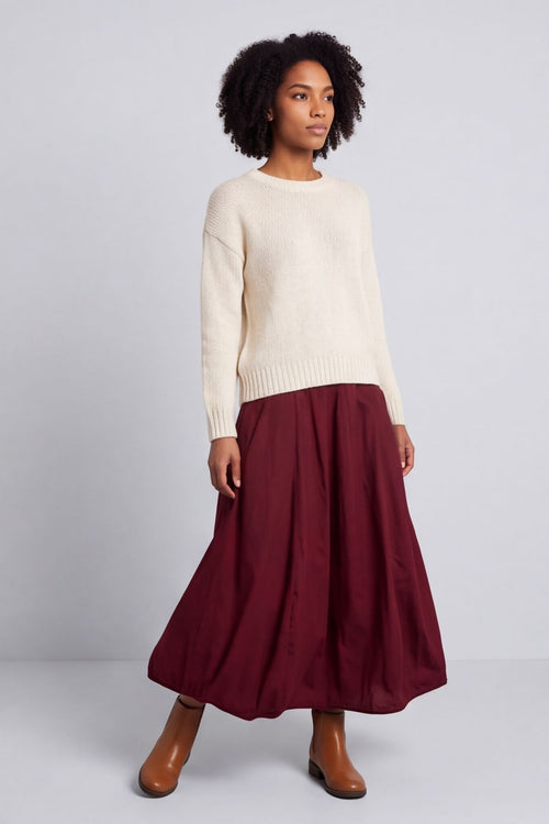 Wilfreda Puffball Cotton Skirt Wine – image 3 of 5