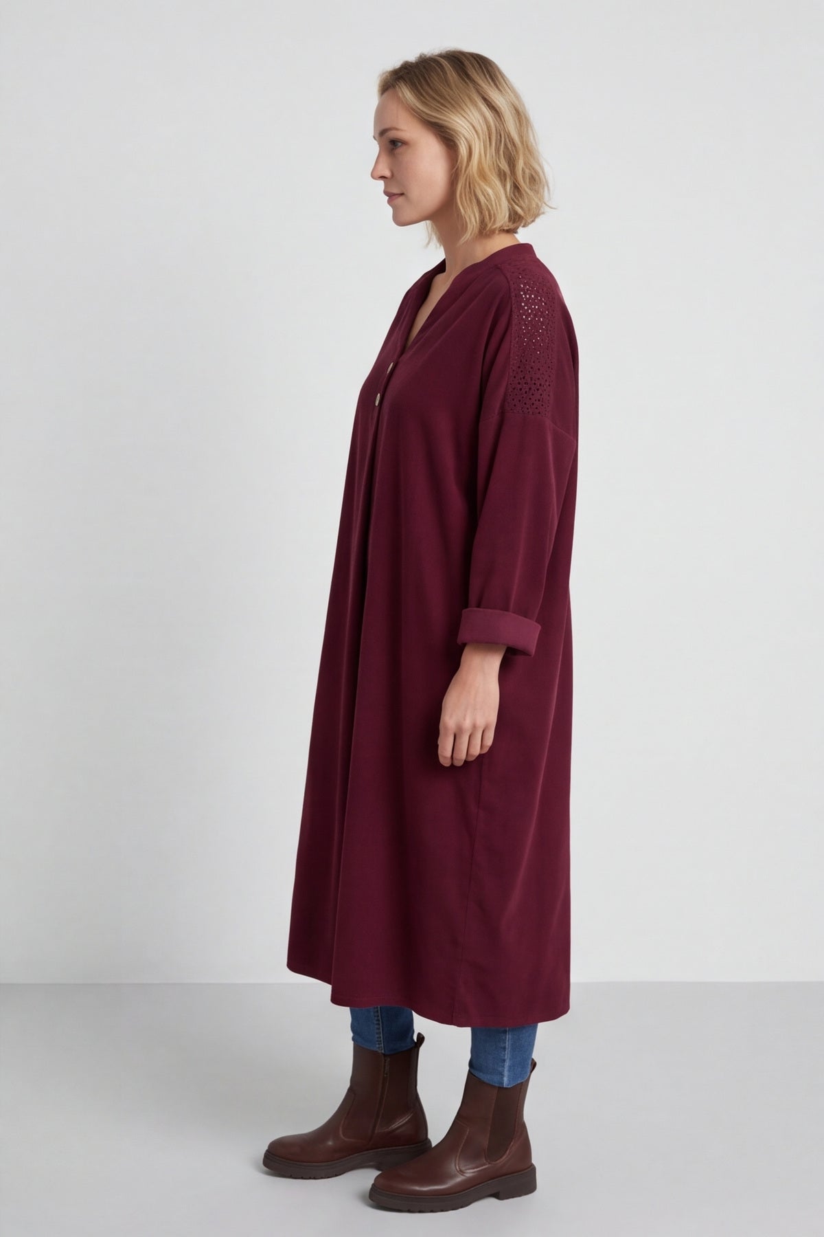 Terrie Needlecord Dress Wine