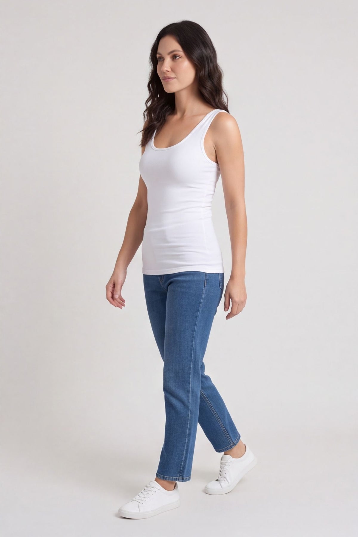 Only Basic Long Tank Top White – image 2 of 5
