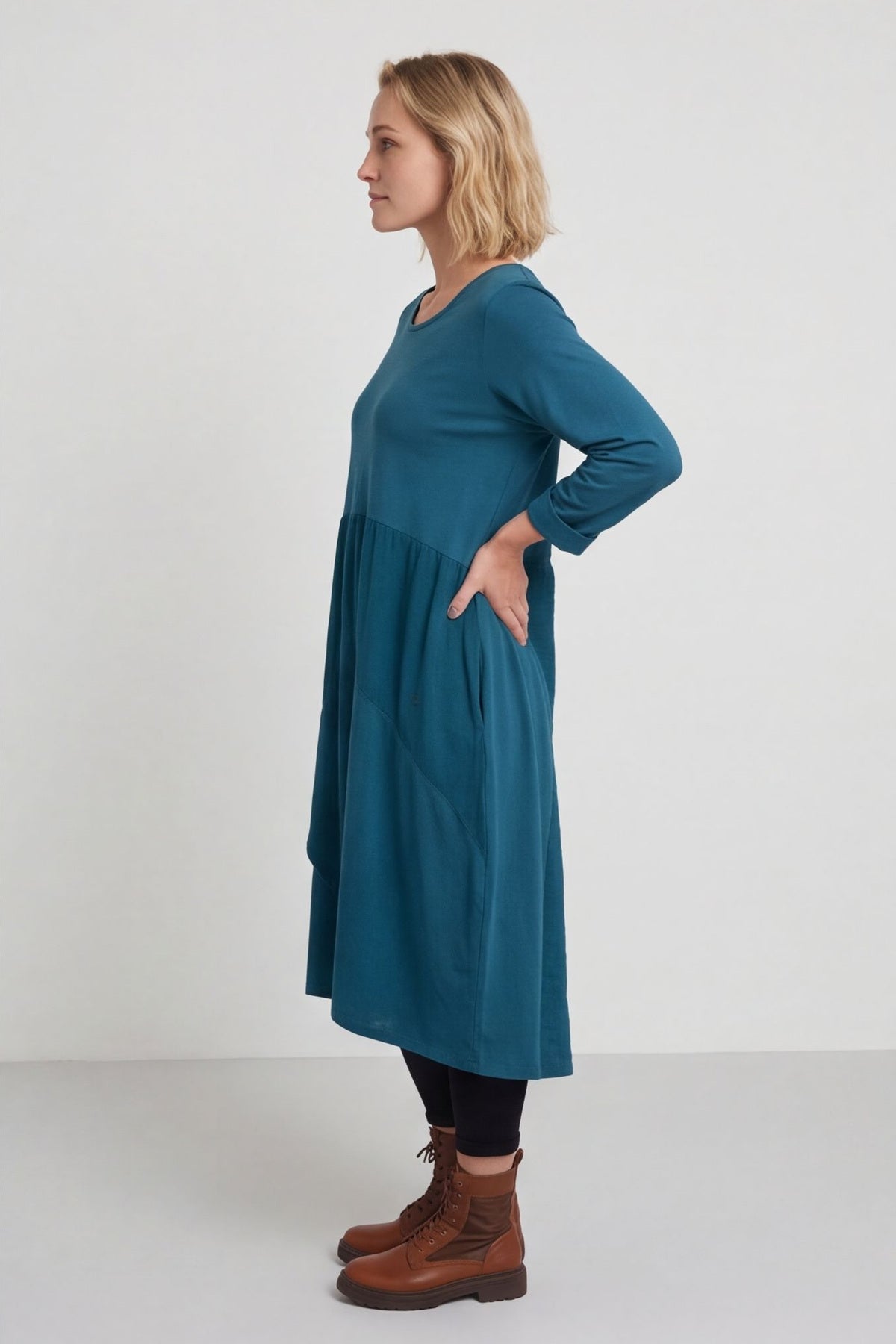 Regana Cotton Dress Teal – image 2 of 4