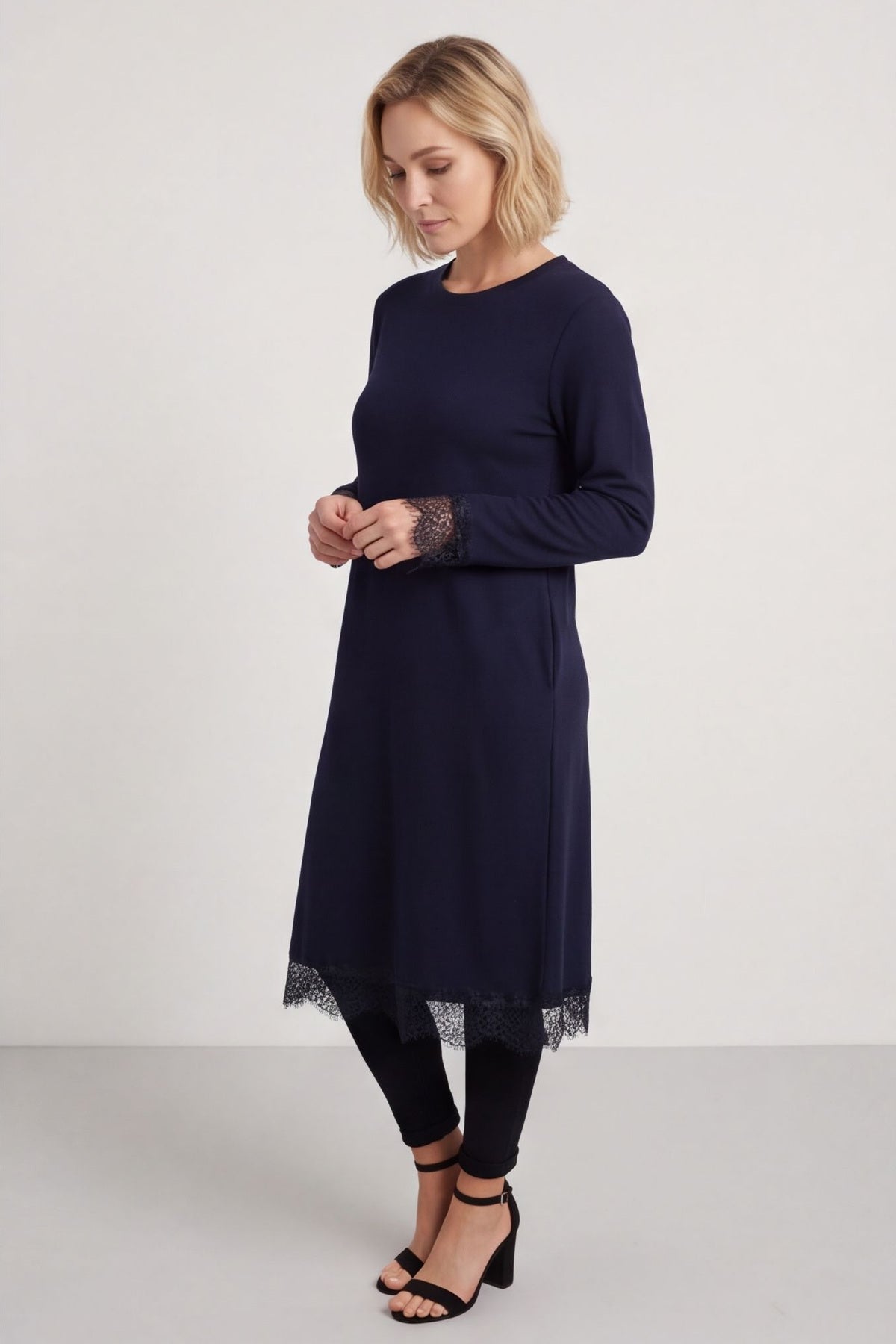 Merinda Lace Detail Dress Navy – image 2 of 5