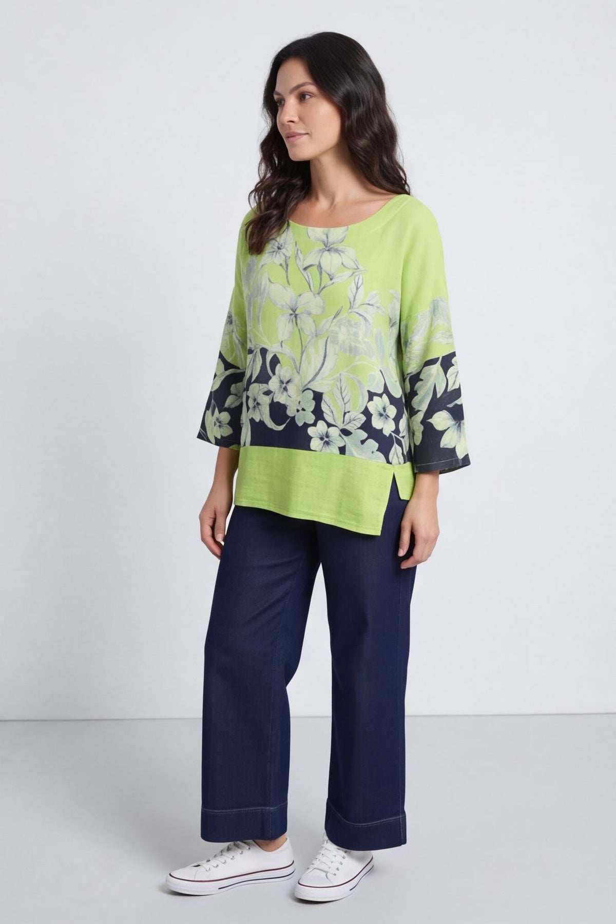Paitlyn Print Cotton Top Lime – image 3 of 6