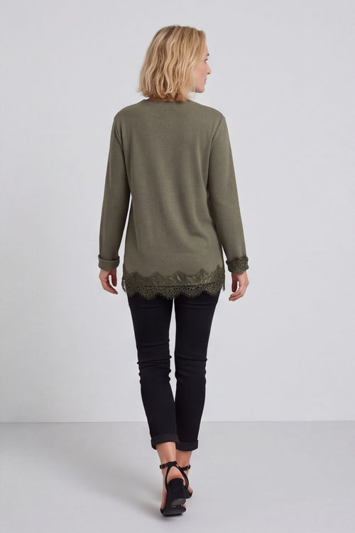 Chantelle Lace Detail Top Khaki – image 2 of 4
