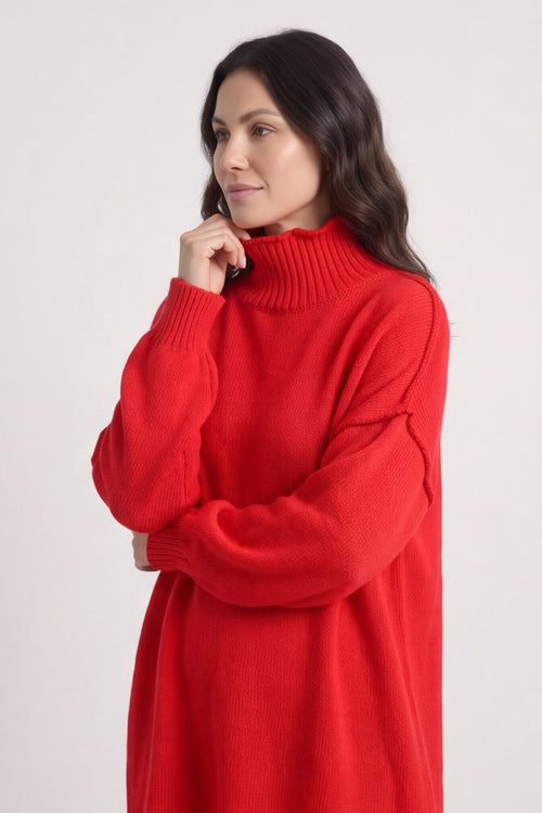 Bridie Polo Neck Knitted Tunic Red – image 3 of 6