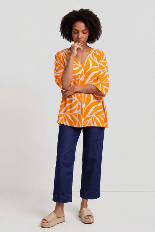 Morgan Print V-Neck Top Orange – image 3 of 4