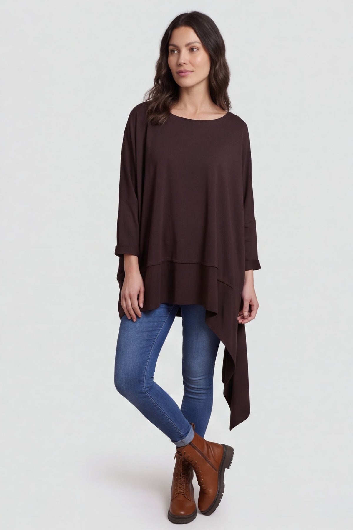 Margie Dip Side Cotton Top Cocoa – image 3 of 6