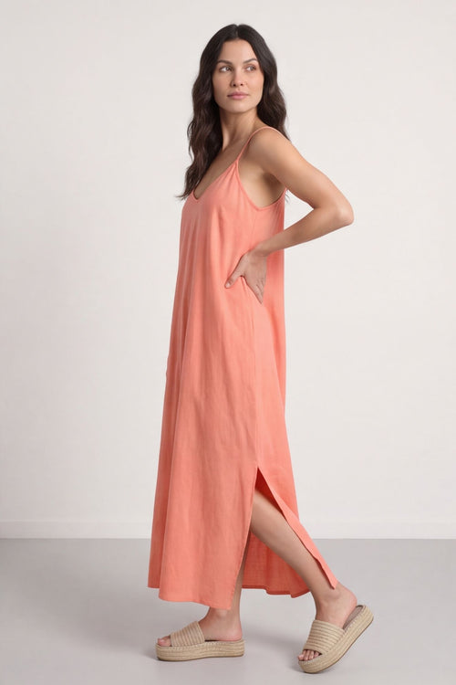 Cesca Strap Linen Dress Orange – image 3 of 6