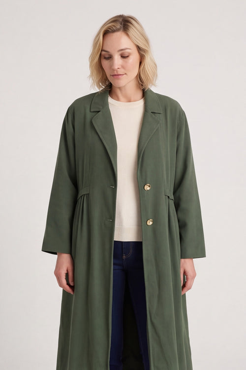 Meryl Long Needlecord Jacket Khaki – image 3 of 5