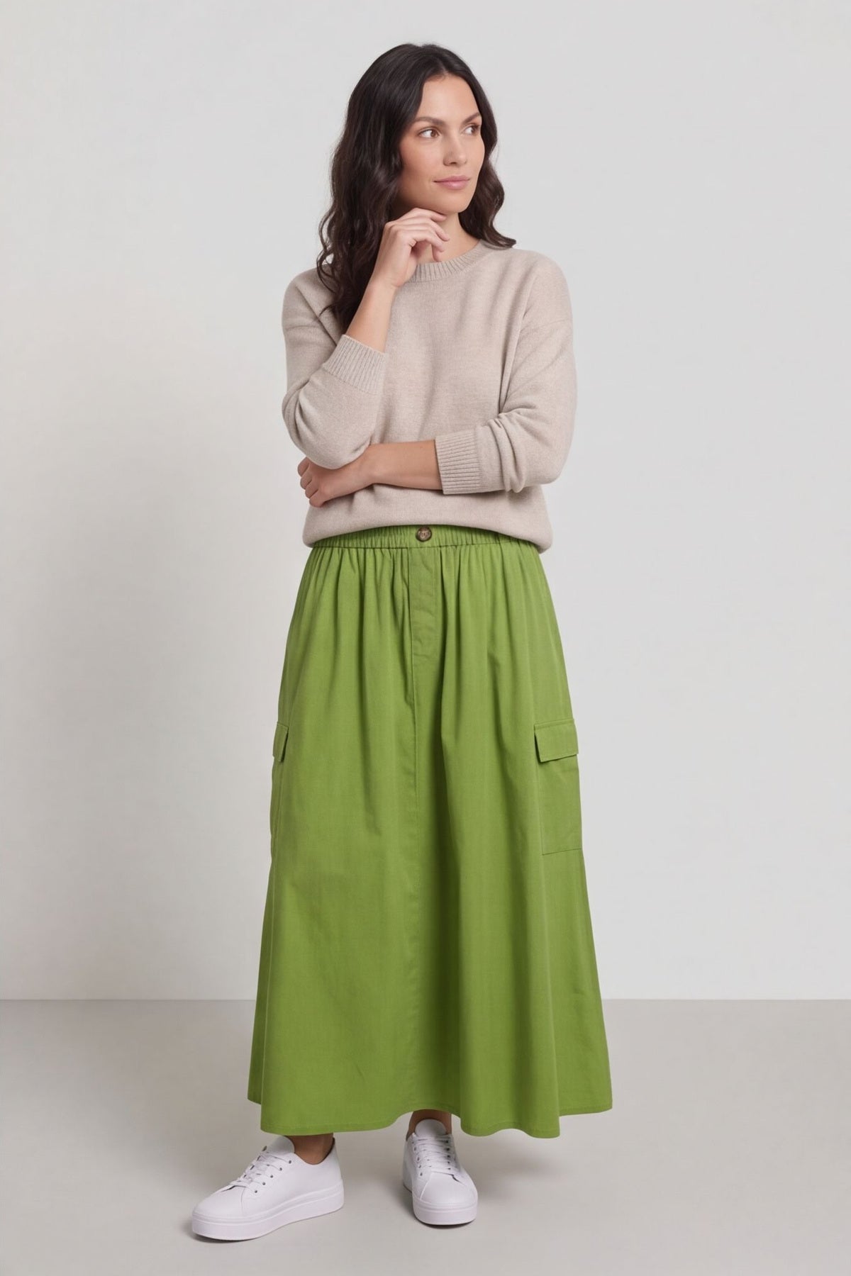 Myrna Cotton Skirt Green – image 2 of 4