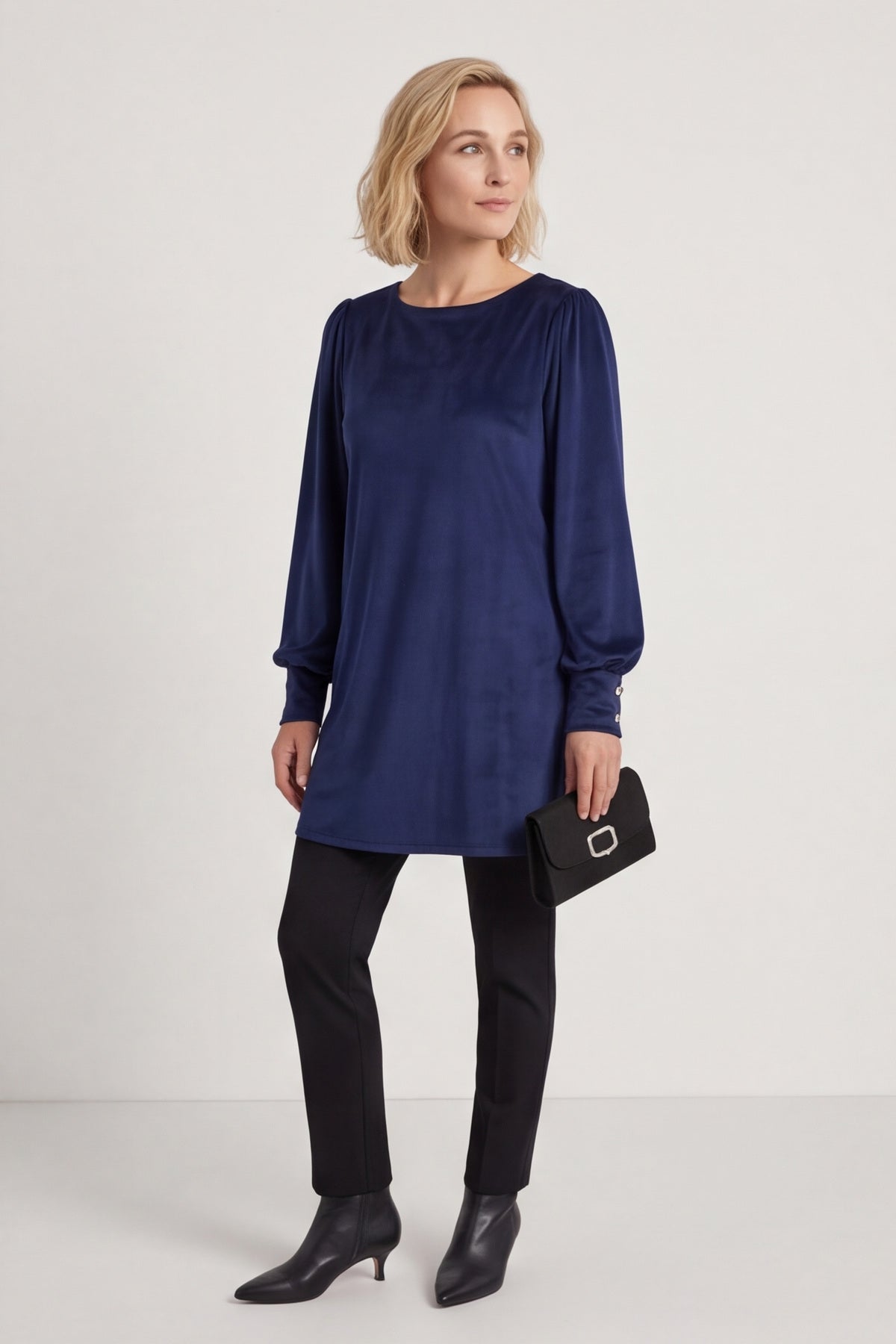 Zannah Button Back Tunic Navy – image 3 of 5