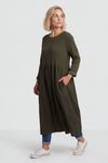 Tina Ribbed Detail Cotton Dress Khaki – image 3 of 6