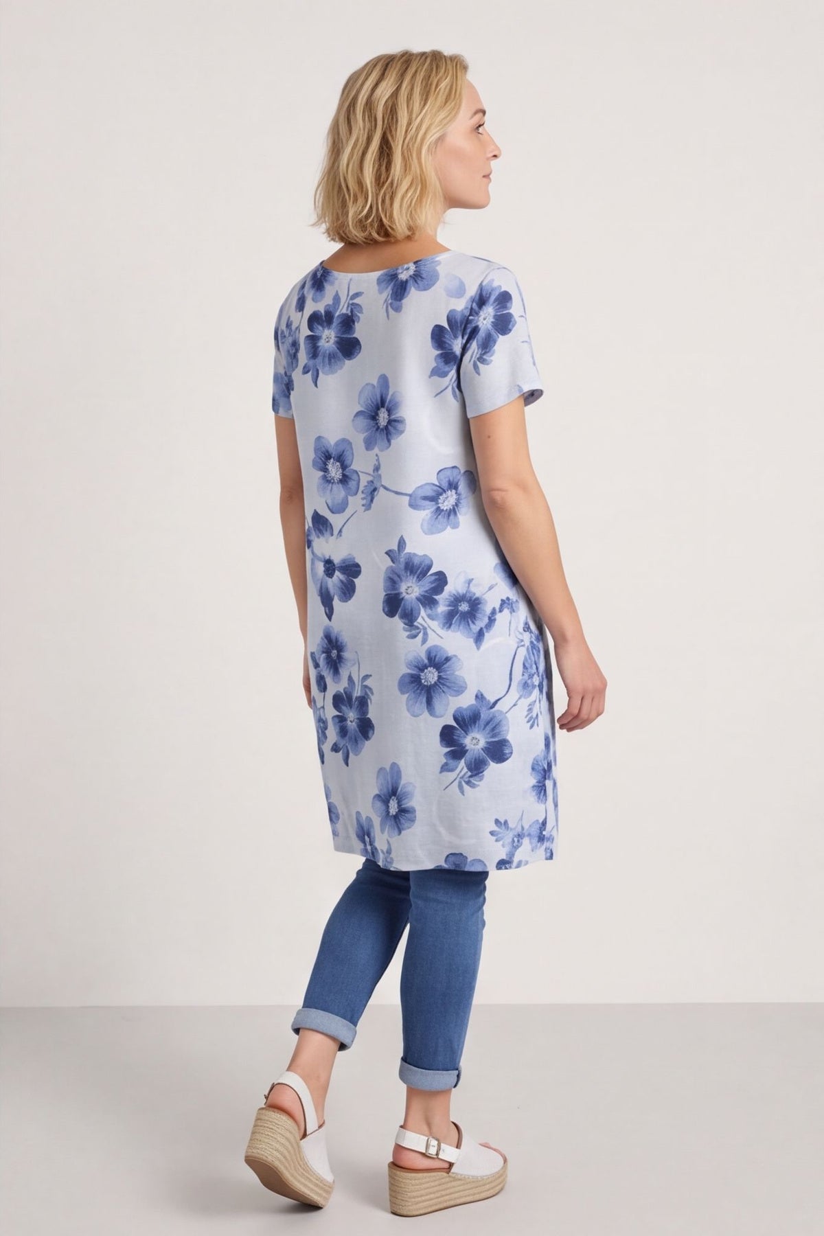 Velora Floral Cotton Tunic Grey – image 3 of 5