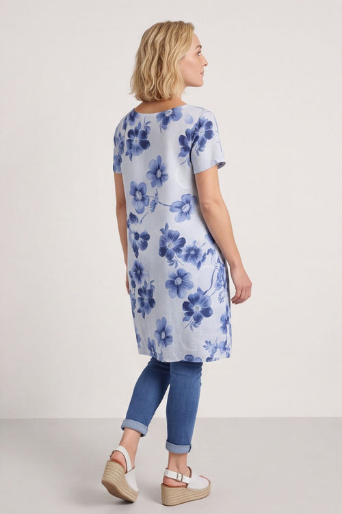Velora Floral Cotton Tunic Grey – image 3 of 5