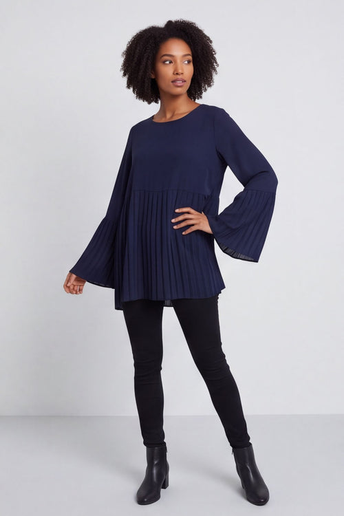 Wynne Pleated Top Navy – image 3 of 6