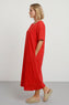 Raven Embroidered Shoulder Cotton Dress Red – image 1 of 4