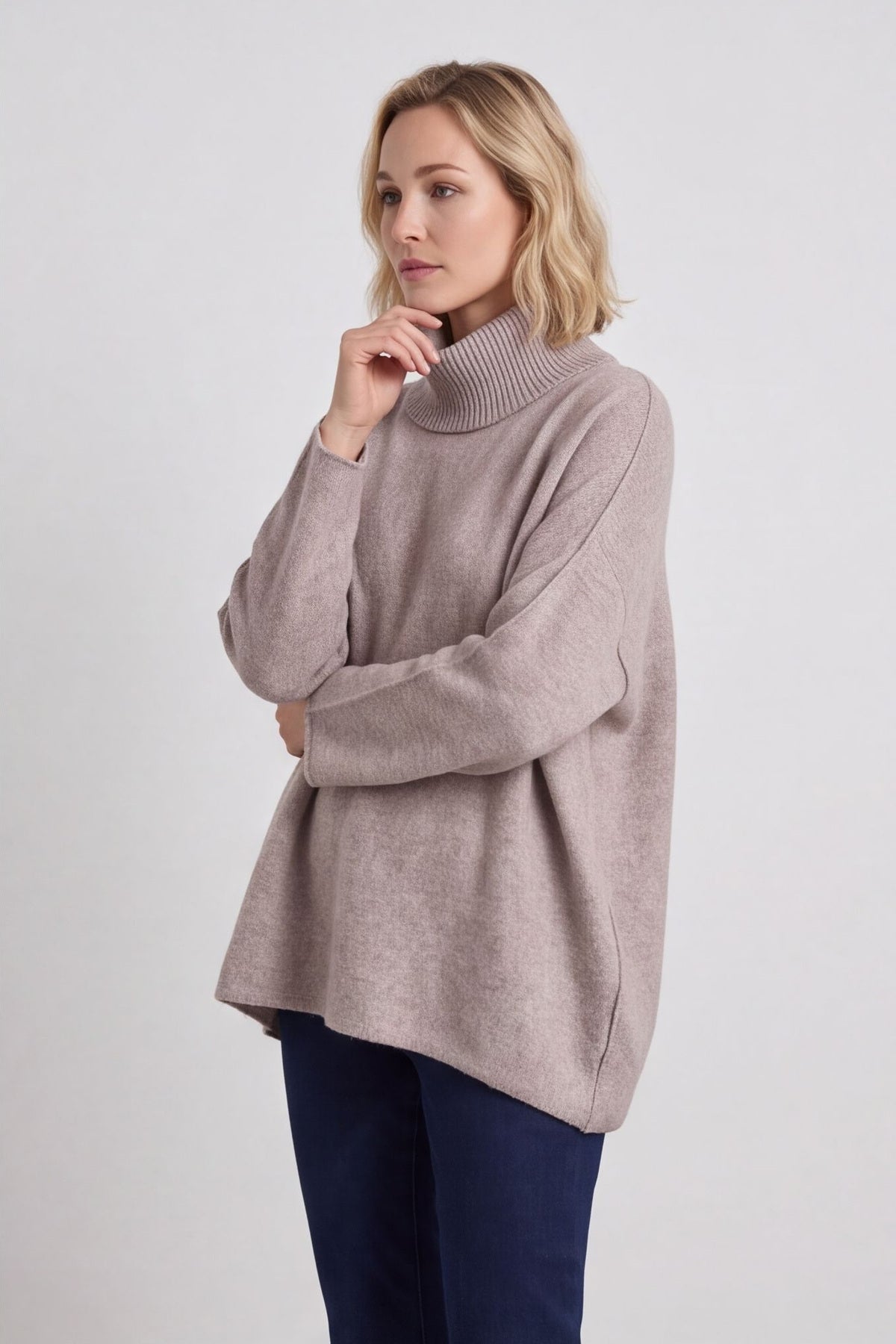 Jude Polo Neck Knitted Jumper Mocha – image 3 of 5
