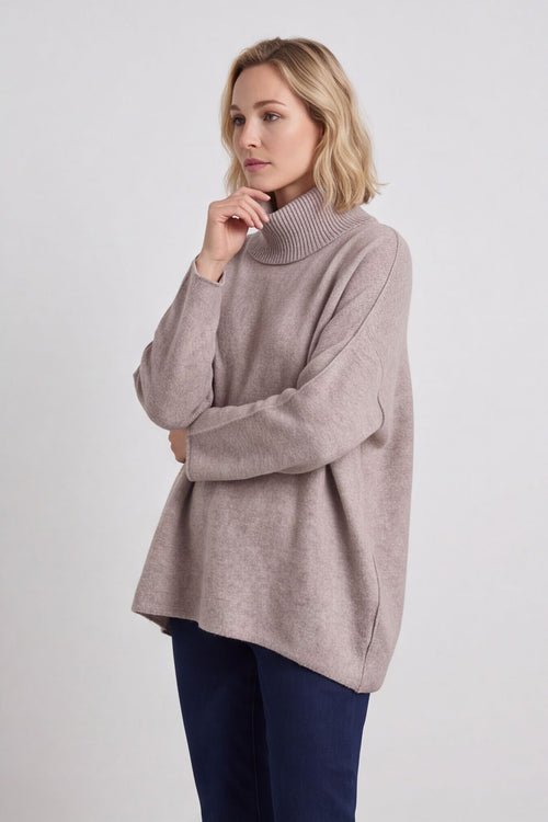 Jude Polo Neck Knitted Jumper Mocha – image 3 of 5