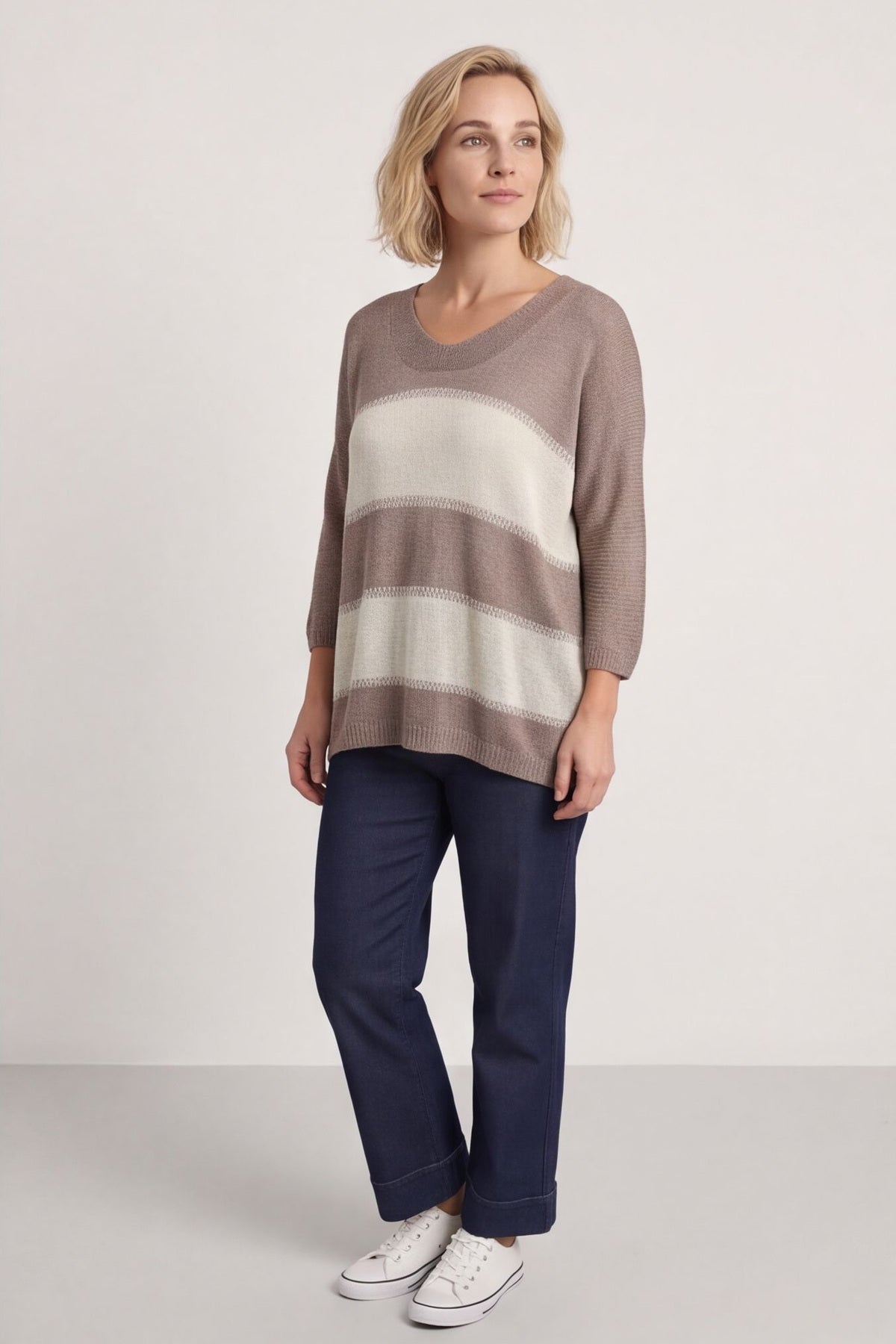 Davena Stripe Knit Top Mocha – image 3 of 6