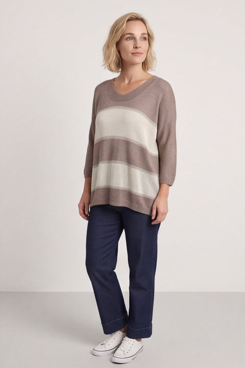 Davena Stripe Knit Top Mocha – image 3 of 6