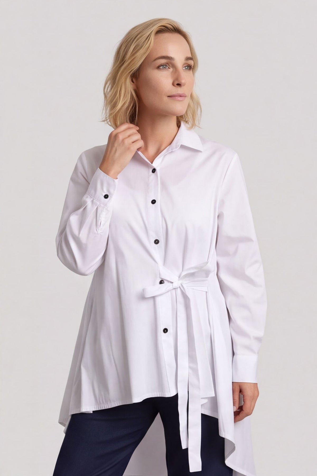 Christobel Tie Cotton Shirt White – image 2 of 5