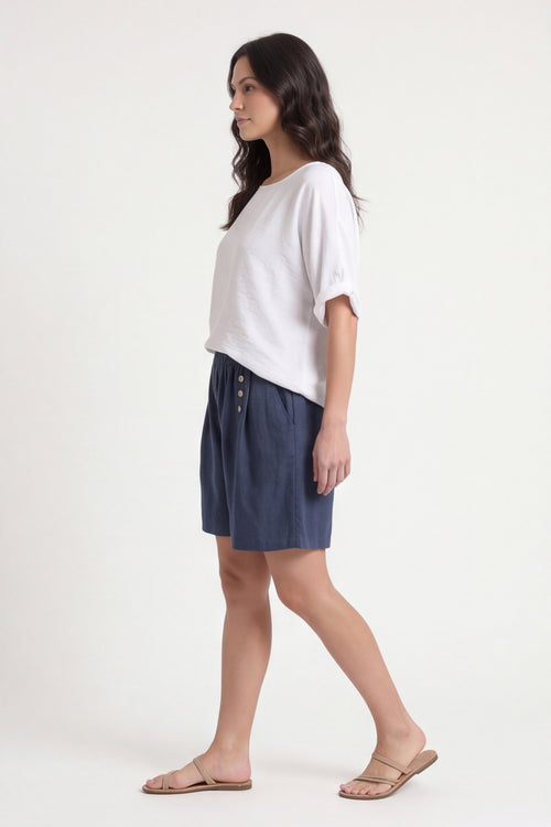 Arielle Linen Blend Shorts Navy – image 3 of 6