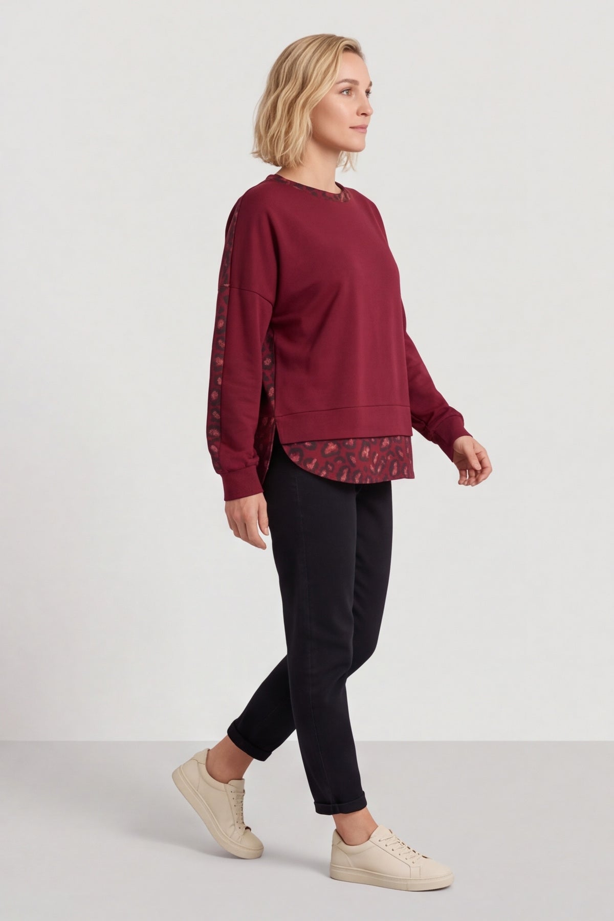 Nicky Leopard Print Cotton Top Wine – image 2 of 4