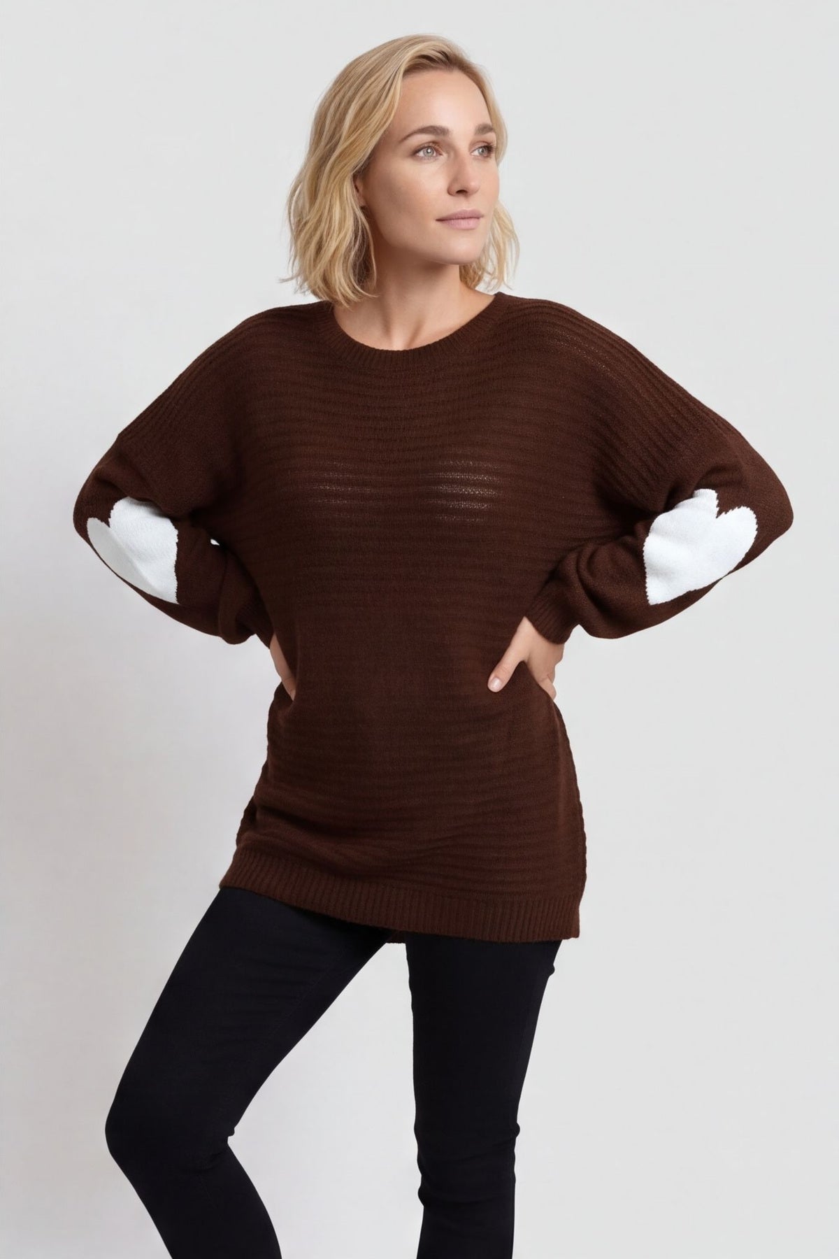 Magdalena Heart Sleeve Knitted Jumper Cocoa – image 3 of 6