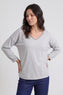 Kinsley Washed V-Neck Cotton Top Mocha – image 3 of 6