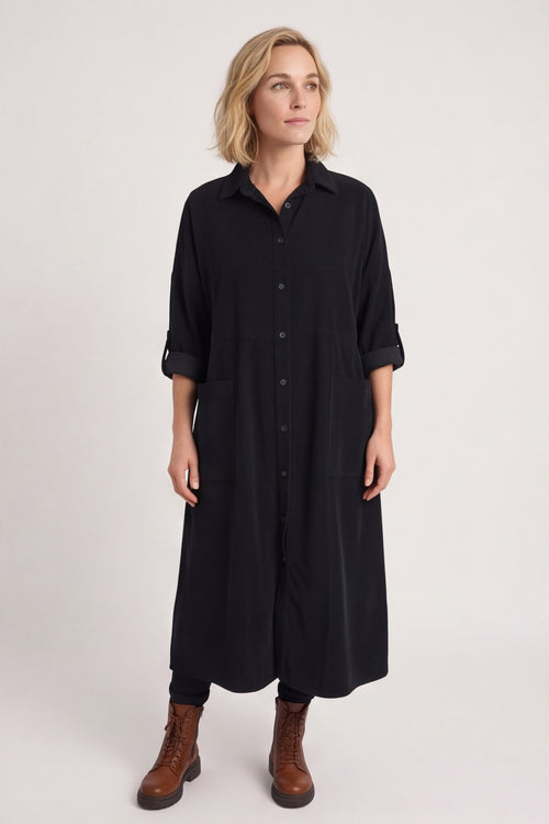 Lecia Needlecord Shirt Dress Black - Image 7
