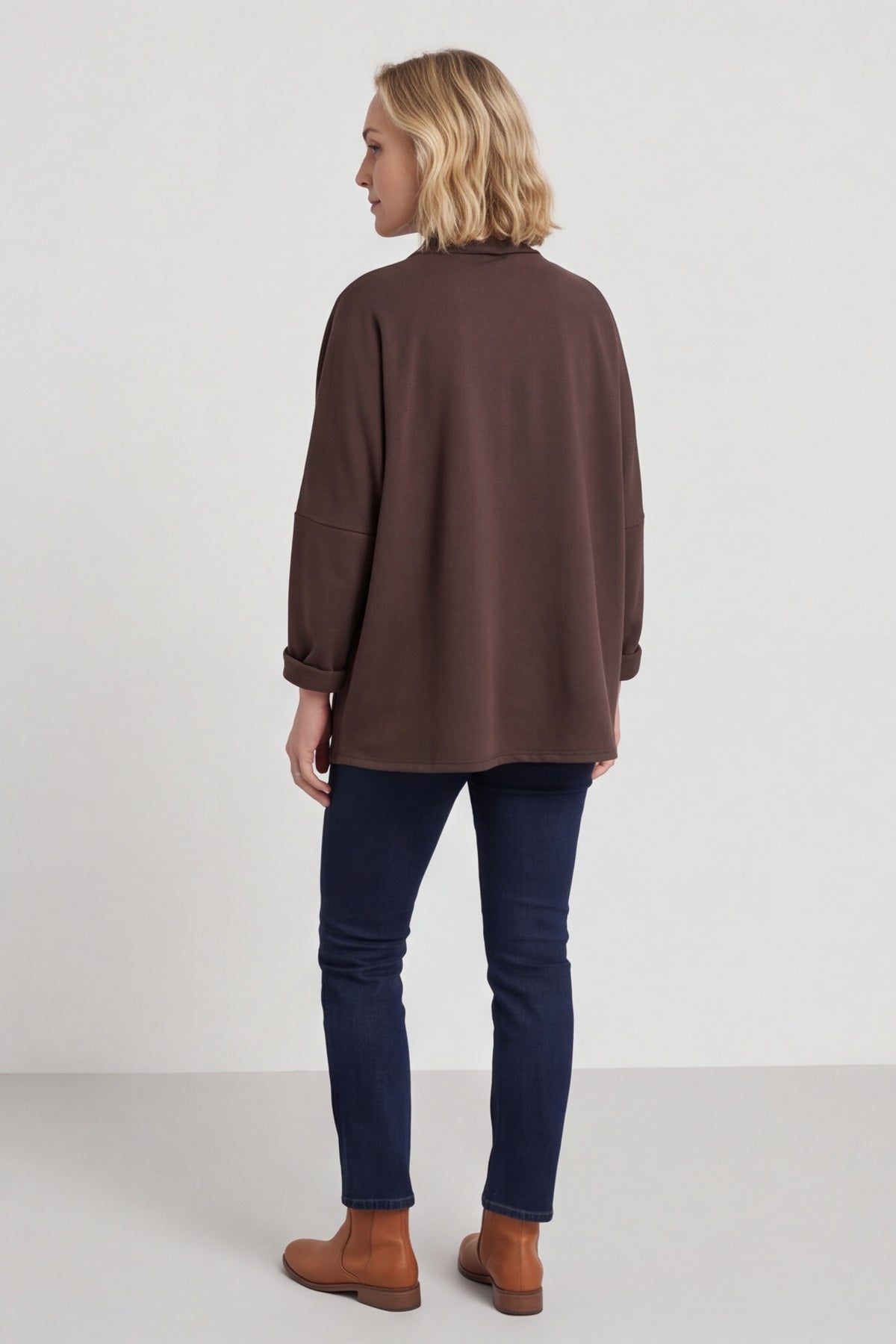 Floella Zip Cotton Jacket Cocoa – image 3 of 5