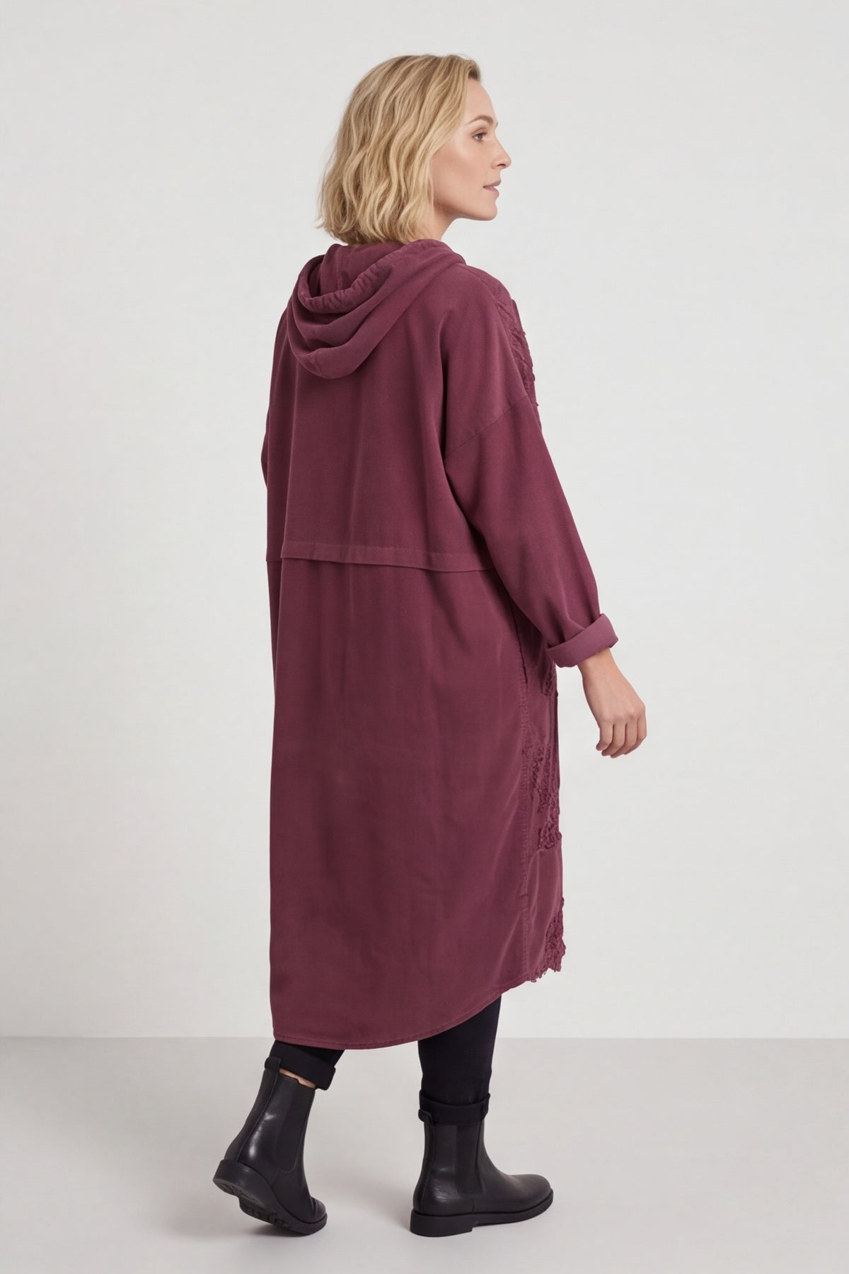 Devyn Hooded Needlecord Dress Plum – image 3 of 5