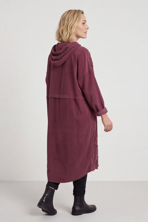 Devyn Hooded Needlecord Dress Plum – image 3 of 5