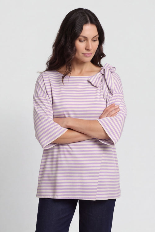 Trixie Stripe Tie Cotton Top Lilac – image 3 of 5