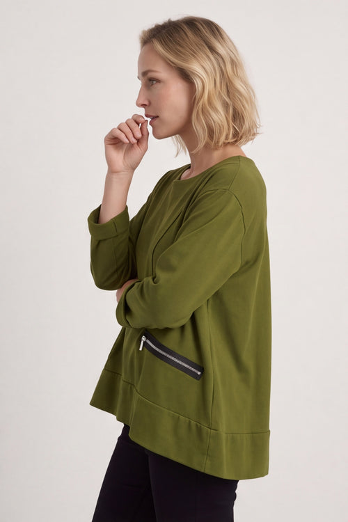Laurissa Cotton Top Olive – image 3 of 5