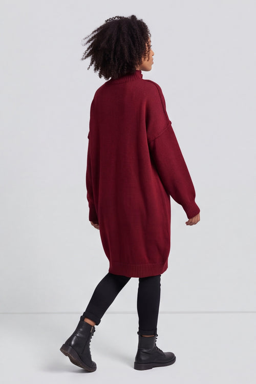 Bridie Polo Neck Knitted Tunic Wine – image 2 of 5