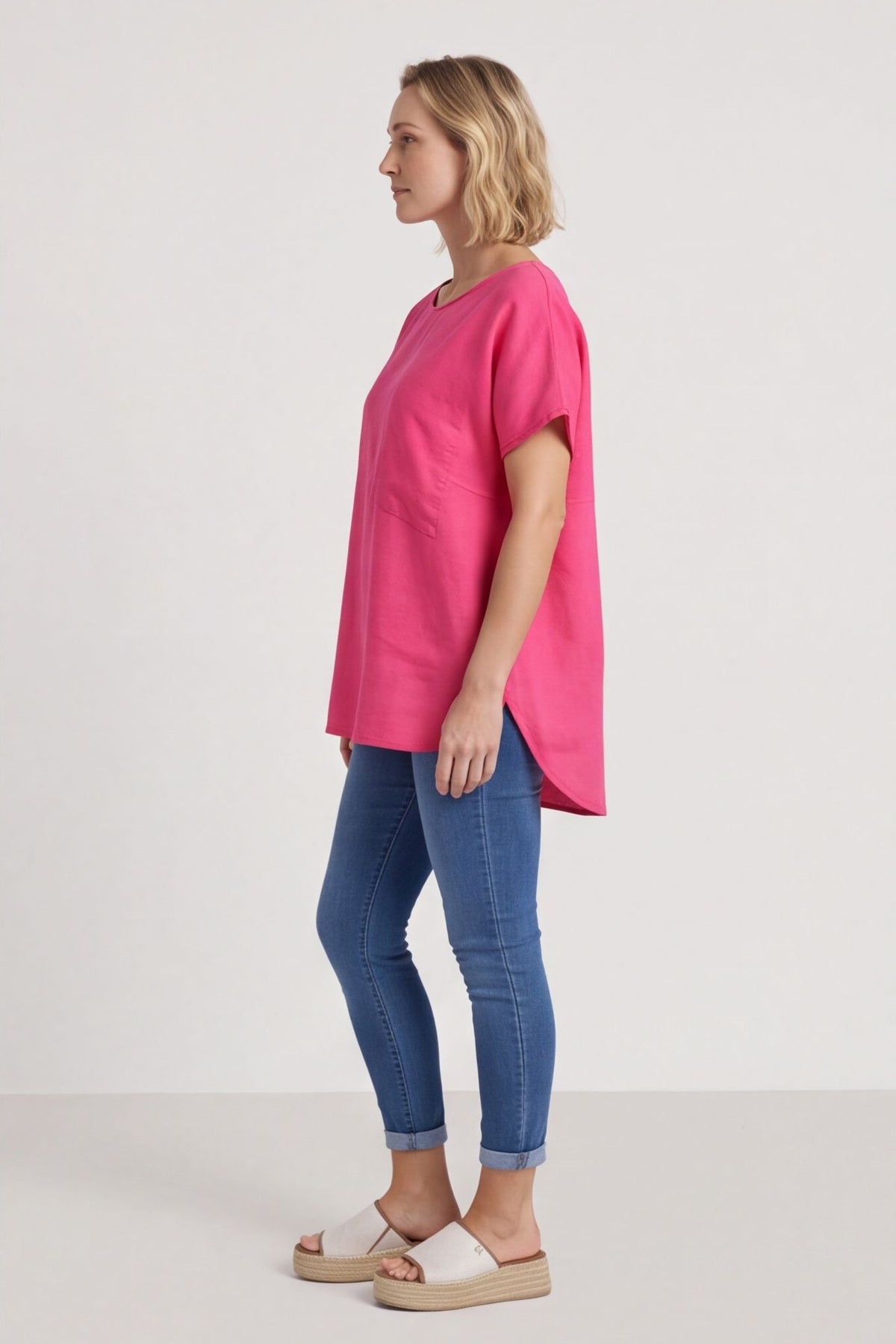 Folkestone Pocket Linen Top Fuchsia – image 3 of 6