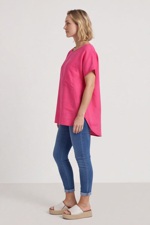 Folkestone Pocket Linen Top Fuchsia – image 3 of 6