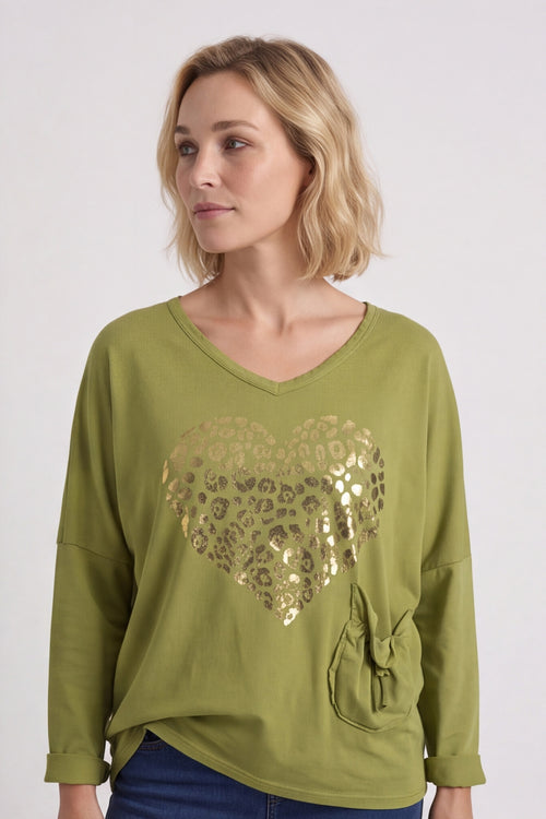 Cherie Heart Cotton Top Green – image 2 of 3