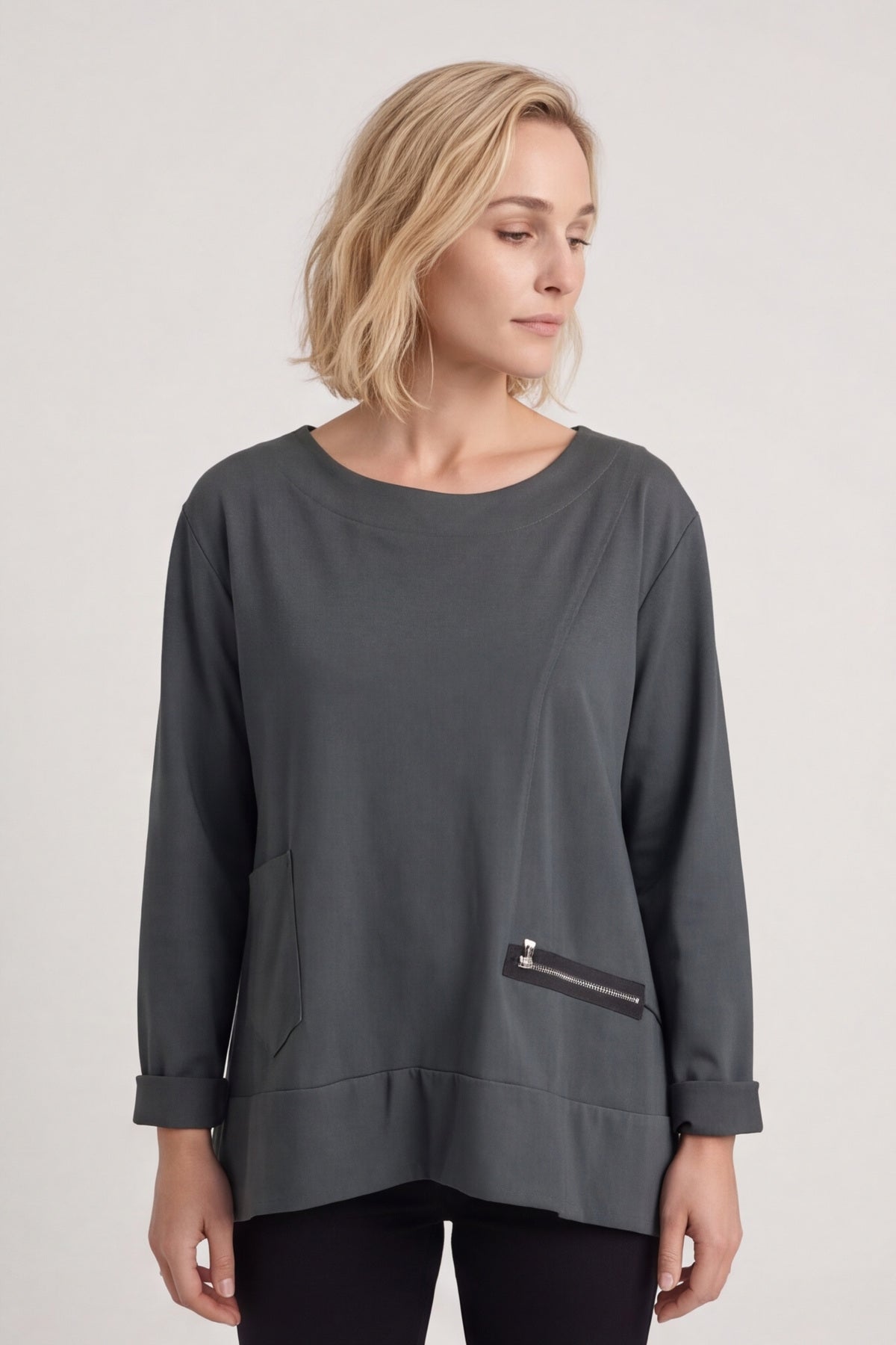Laurissa Cotton Top Charcoal – image 1 of 4