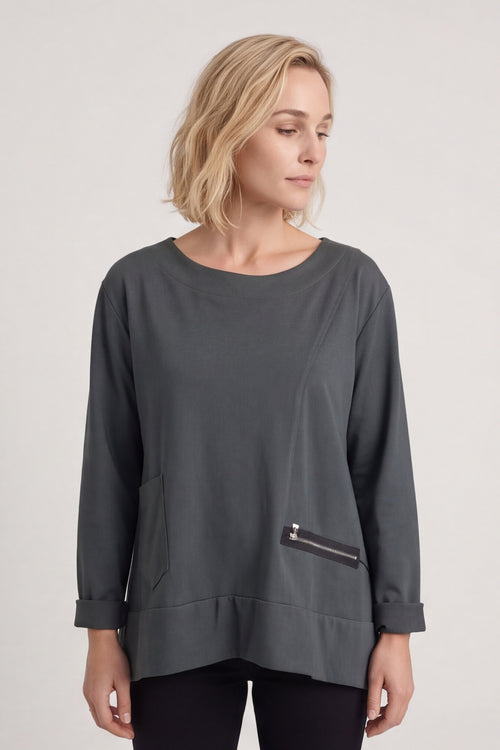 Laurissa Cotton Top Charcoal – image 1 of 4