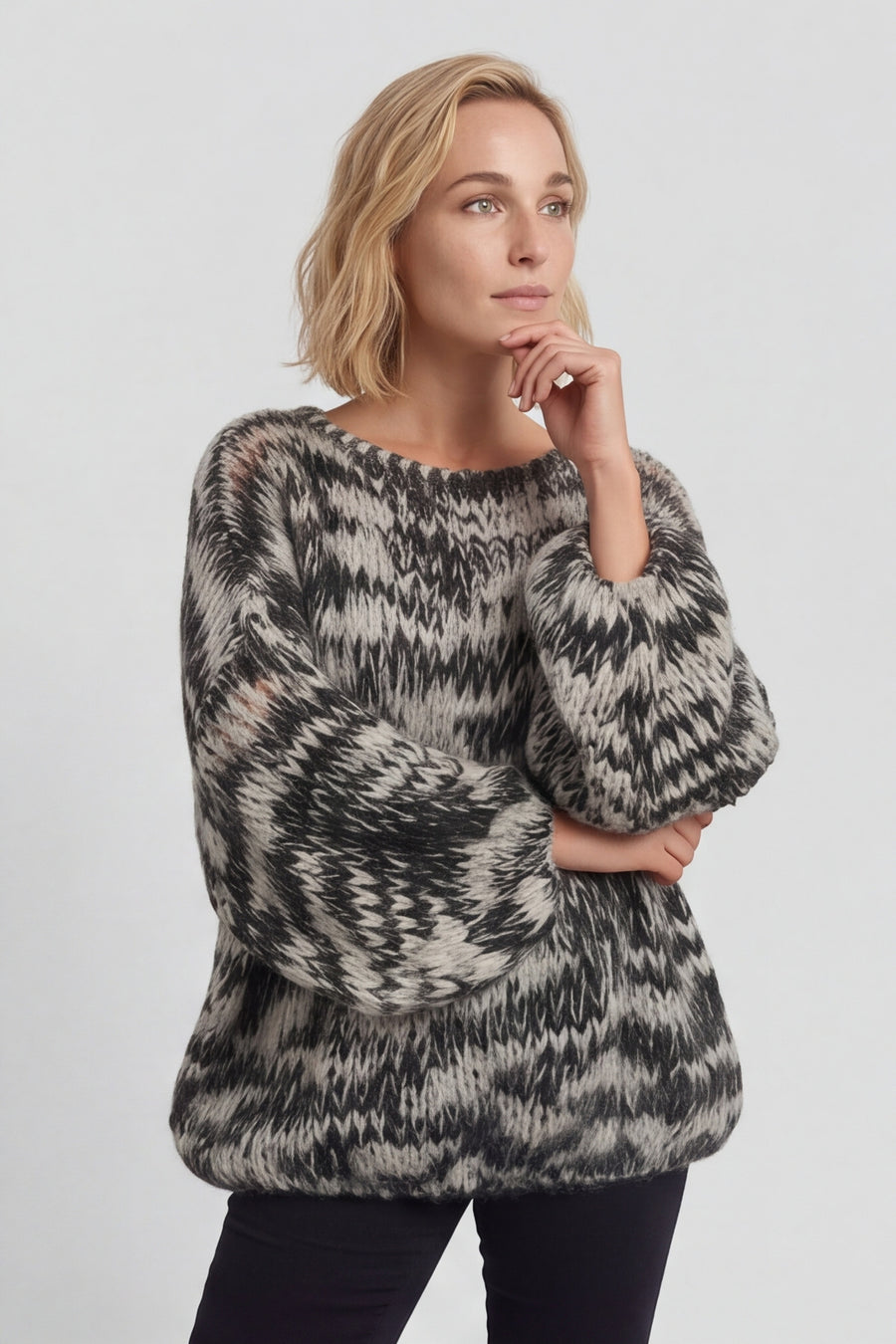 Leatrice Knitted Jumper Stone – image 3 of 6