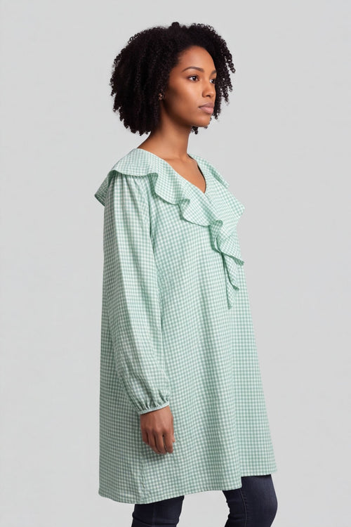 Sophronia Gingham Cotton Tunic Green – image 3 of 6