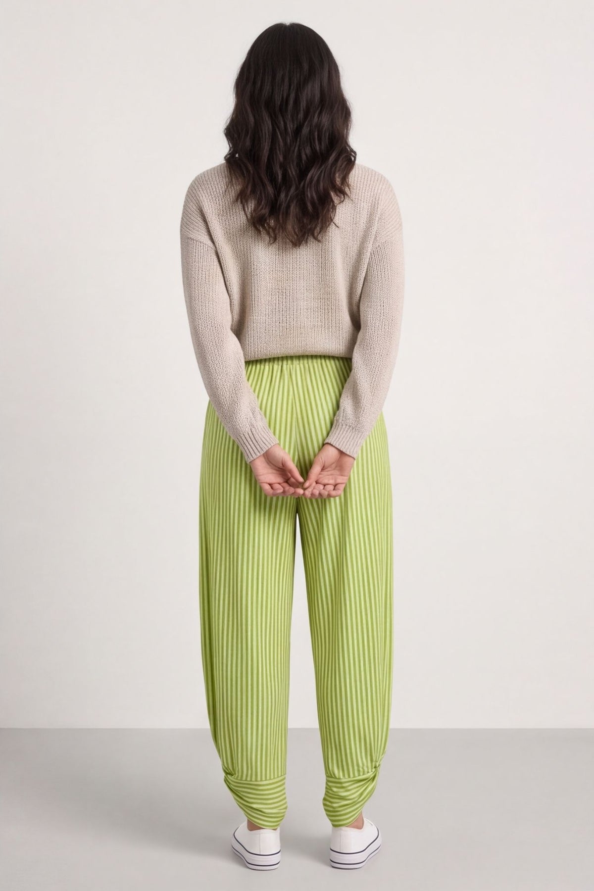 Jacinda Stripe Cotton Trousers Olive – image 3 of 6