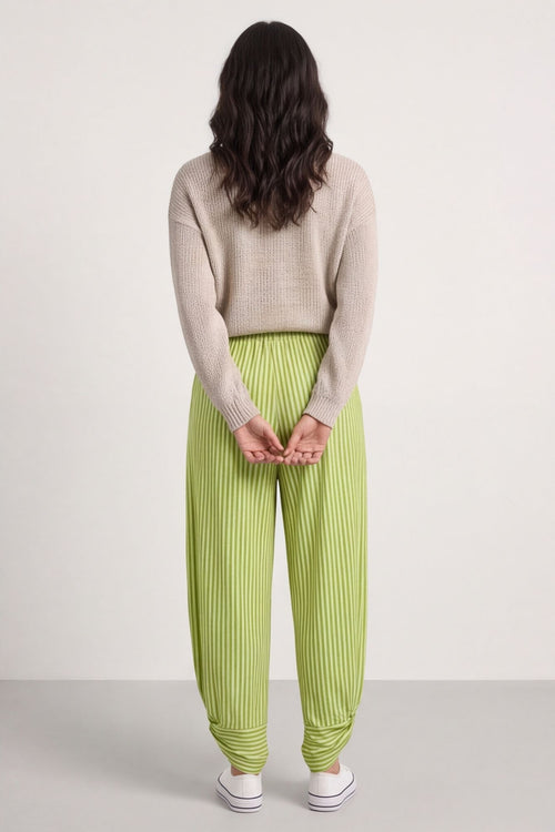 Jacinda Stripe Cotton Trousers Olive – image 3 of 6